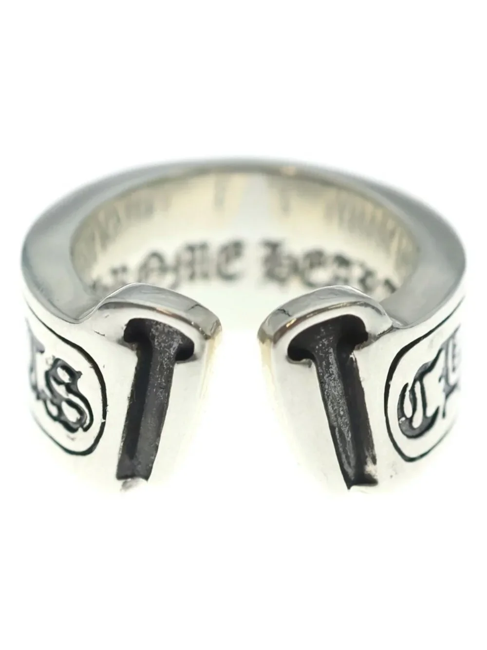Chrome Hearts LG Scroll Label Ring Silver